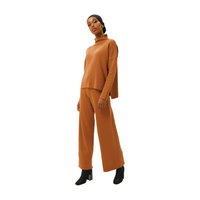 CAMEL KNIT JUMPER AND WIDE LEG TROUSERS TWINSET