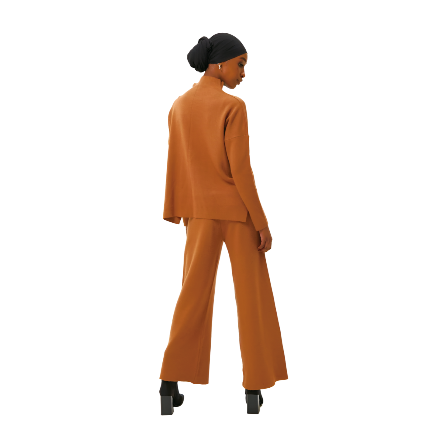 CAMEL KNIT JUMPER AND WIDE LEG TROUSERS TWINSET