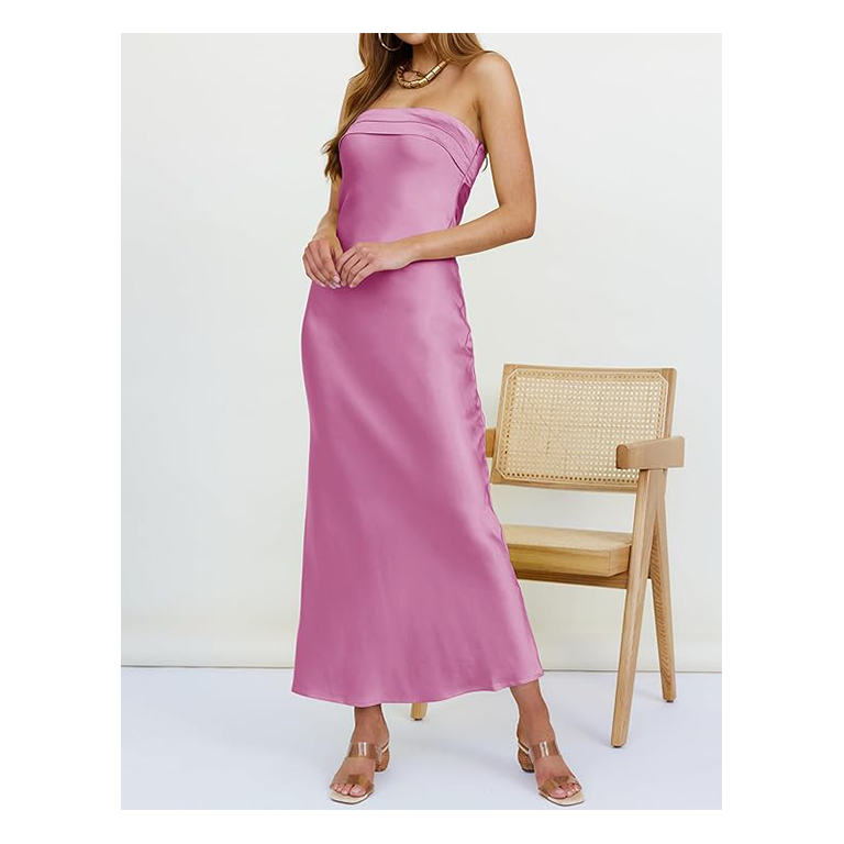 Women  Backless Wedding Guest Maxi Dress  summer dresses pink dress