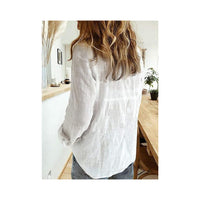 Womens V Neck Roll up Sleeve Button Down Blouses Tops