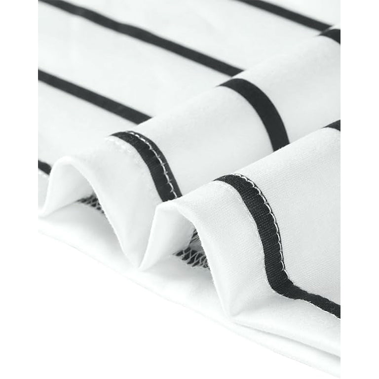 Casual Striped Blouse blouses for women women tops Women's Short Puff Sleeve Knit Tops 2024 Trendy Crewneck Striped T Shirts Casual Summer Blouses