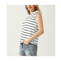 Casual Striped Blouse blouses for women women tops Women's Short Puff Sleeve Knit Tops 2024 Trendy Crewneck Striped T Shirts Casual Summer Blouses