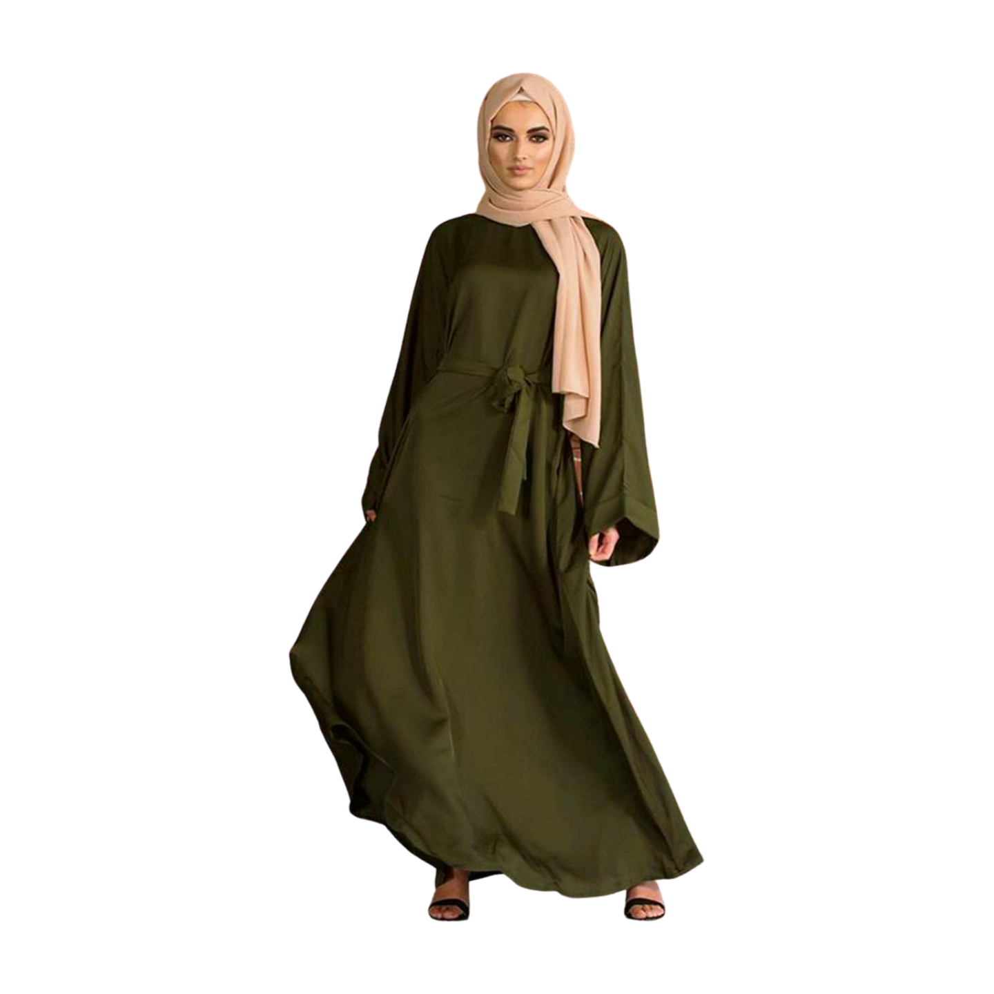 Solid Color Simple Modest Kaftan Abaya with Tie