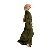 Solid Color Simple Modest Kaftan Abaya with Tie