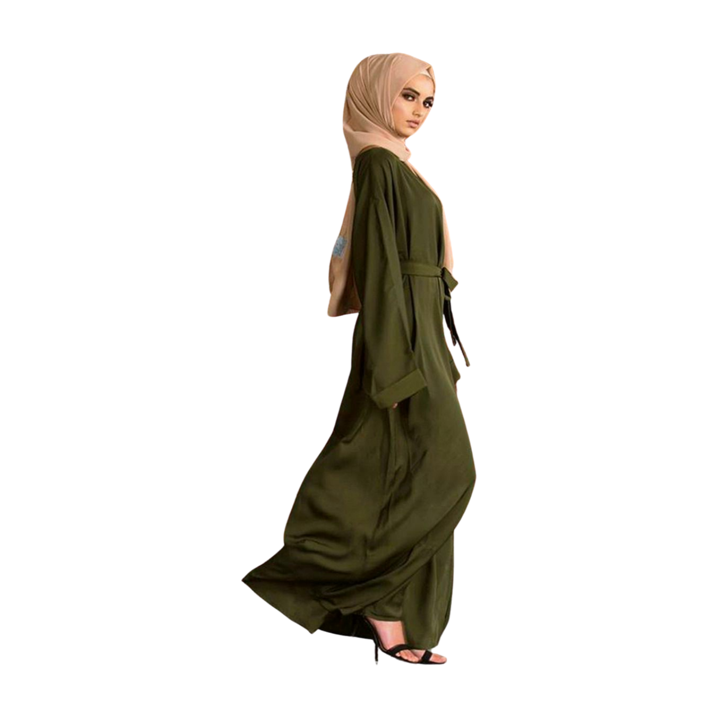 Solid Color Simple Modest Kaftan Abaya with Tie