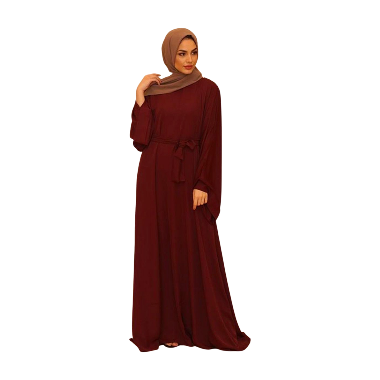 Solid Color Simple Modest Kaftan Abaya with Tie