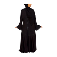 Umbrella-cut Abaya With Stonework adorning the sleeves and peplum