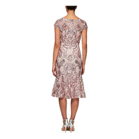 Women's Midi Length Embroidered Fit and Flare Dress