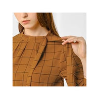 Women's Bow-Tie Neck  Checks Shirt Tops  Grid Checks Shirt Office Work Tops Blouses