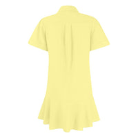 Dresses for Women 2024, Womens Summer Dresses Casual Half Open Button Shirt Dress Short Sleeve Ruffle Sundress