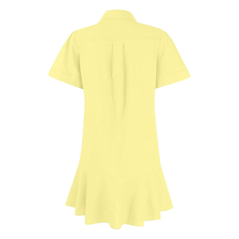 Dresses for Women 2024, Womens Summer Dresses Casual Half Open Button Shirt Dress Short Sleeve Ruffle Sundress