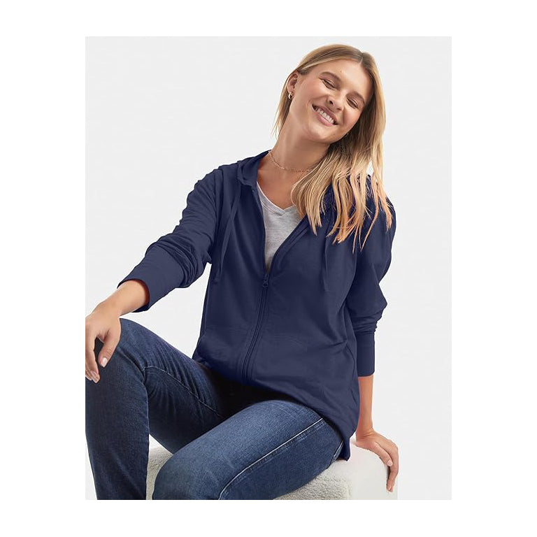 Women's Hoodie Jacket Sweatshirt - Casual Full Zip Up Long Sleeve Slim Fit Workout Basic Active Hooded Top