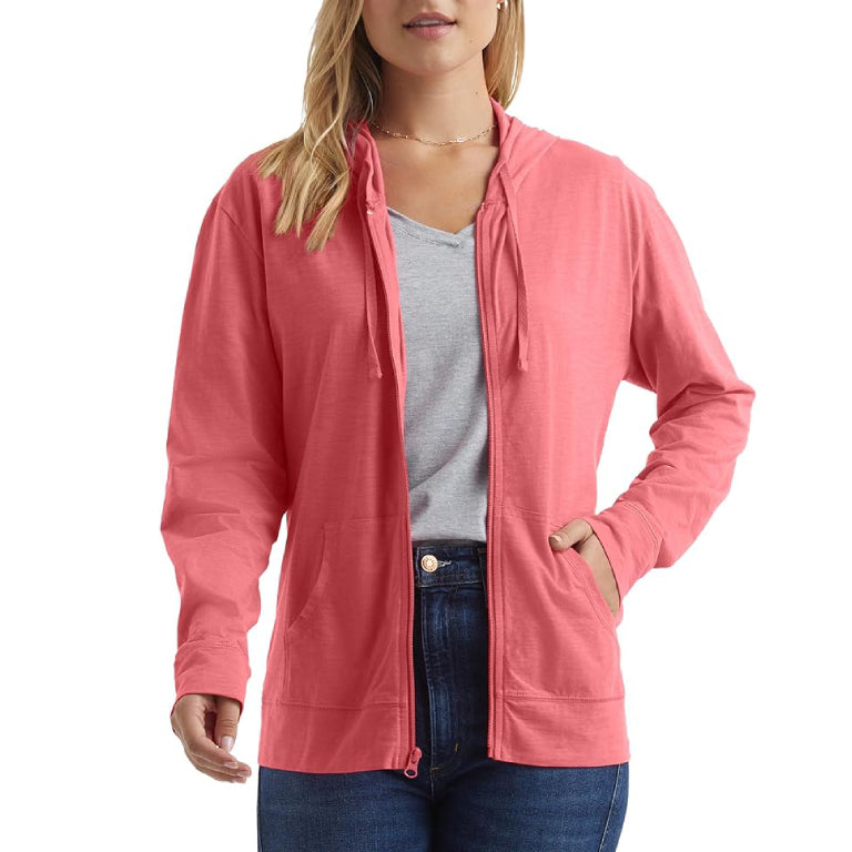 Women's Hoodie Jacket Sweatshirt - Casual Full Zip Up Long Sleeve Slim Fit Workout Basic Active Hooded Top