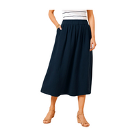 Spring Summer A Line Pleated Maxi Midi Skirt with Pockets