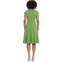 Women's Sleeveless Fit and Flare with Pleat Tuck and Seaming Details Work Career Event Guest of