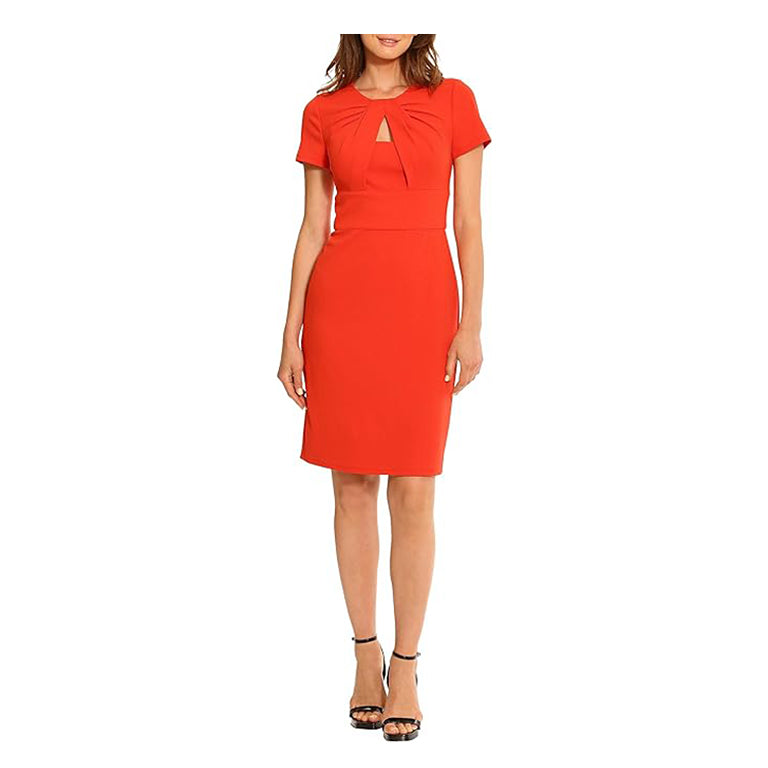 Women's Cutout Neck Crepe Sheath Dress Office Career Workwear Event Occasion Guest of