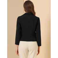 Women's Notched Lapel Double Breasted Long Sleeve Work Office Suit Blazer Jacket