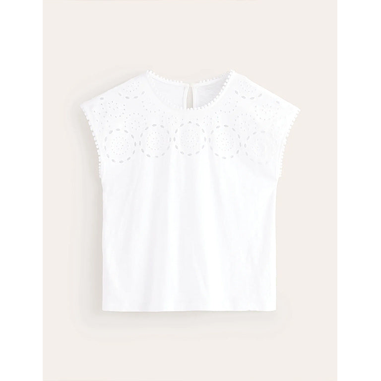 Cotton cut-out T-Shirt off white t shirt Tops for Women Summer