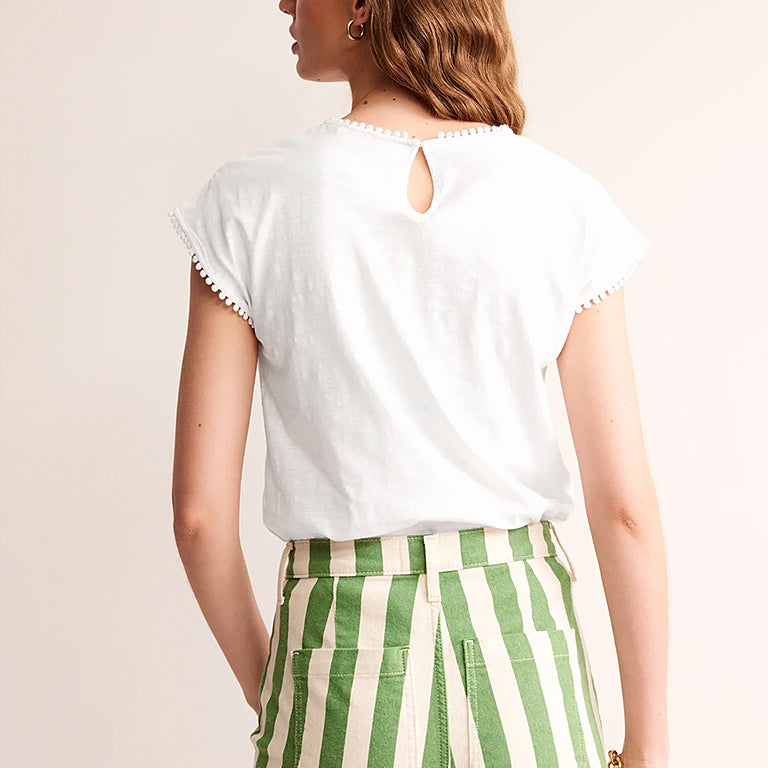 Cotton cut-out T-Shirt off white t shirt Tops for Women Summer