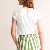 Cotton cut-out T-Shirt off white t shirt Tops for Women Summer