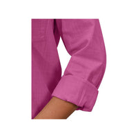 Womens Button Down Shirts Cotton Dress Shirts Long Sleeve Blouses V Neck Solid Casual Tunics Tops with Pockets