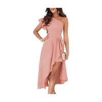 Womens One Shoulder Sleeveless Midi Dresses wedding guest dress