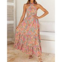 Women Summer Halter Neck Sleeveless Dress summer dresses formal dresses