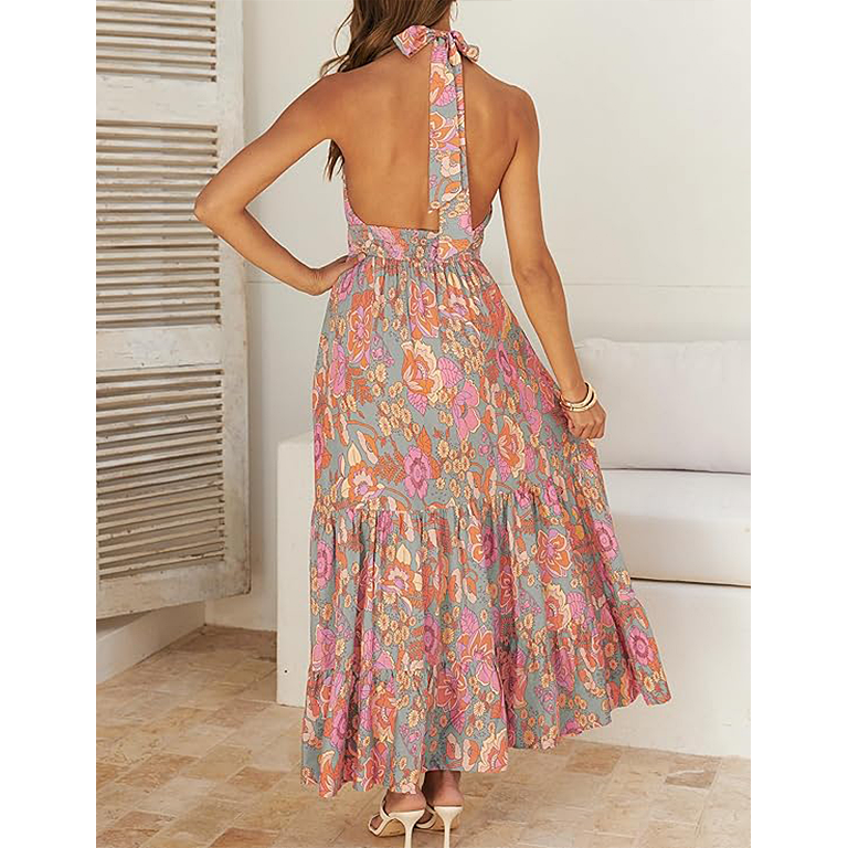 Women Summer Halter Neck Sleeveless Dress summer dresses formal dresses