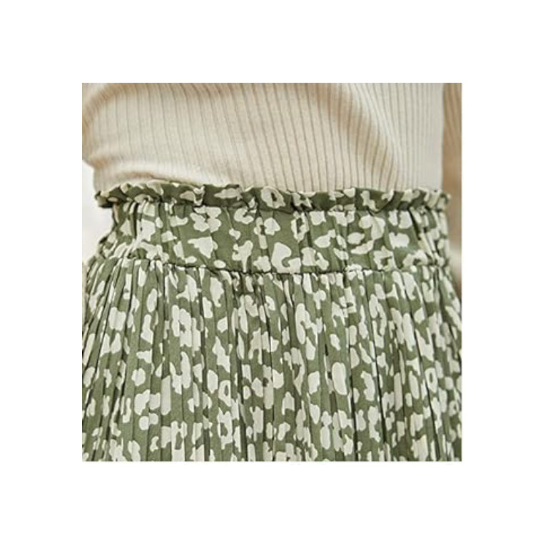 Womens High Waist Polka Dot Pleated Skirt Midi Swing Skirt with Pockets