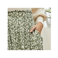 Womens High Waist Polka Dot Pleated Skirt Midi Swing Skirt with Pockets