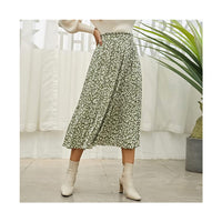 Womens High Waist Polka Dot Pleated Skirt Midi Swing Skirt with Pockets