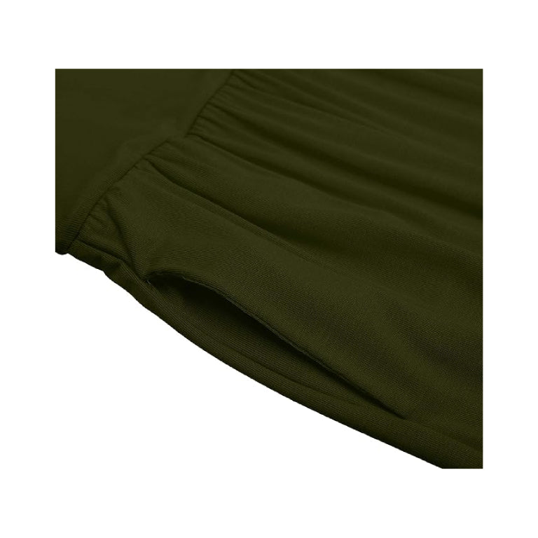 Women’s Boho Elastic High Waist Pleated A-Line Flowy Swing Asymmetric Tiered Maxi Long Skirt Dress with Pockets