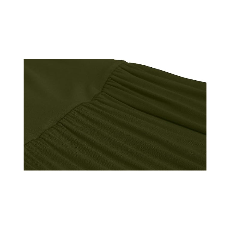 Women’s Boho Elastic High Waist Pleated A-Line Flowy Swing Asymmetric Tiered Maxi Long Skirt Dress with Pockets