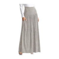 Women’s Boho Elastic High Waist Pleated A-Line Flowy Swing Asymmetric Tiered Maxi Long Skirt Dress with Pockets