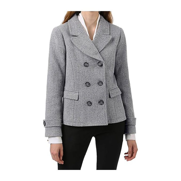Women's Notched Lapel Double Breasted Pea Coat