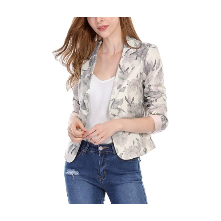 Womens 3/4 Sleeve Lightweight Office Work Suit Jacket Blazer