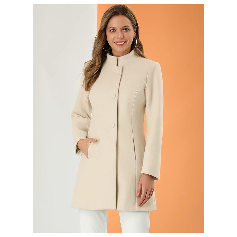 Women's  Winter Overcoat Mid-thigh Length White Coat