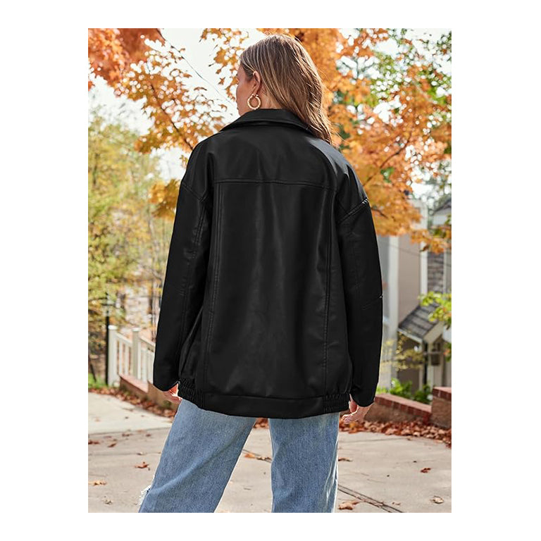 Womens Oversized Leather Jackets Faux Suede Fall Fashion Motorcycle Coats Winter Outfits Clothes 2024