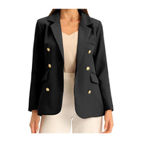 Women's Notched Lapel Double Breasted Long Sleeve Work Office Suit Blazer Jacket