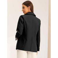 Women's Notched Lapel Double Breasted Long Sleeve Work Office Suit Blazer Jacket
