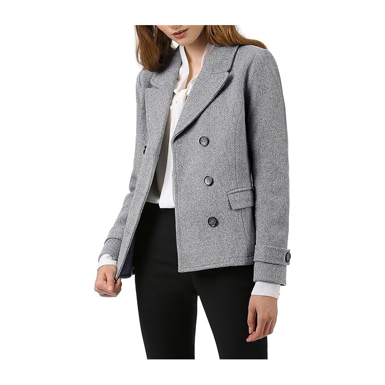 Women's Notched Lapel Double Breasted Pea Coat