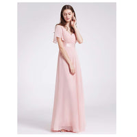 Women's Short Flutter Sleeves Long Floor  Evening Dresses OEM Factory wedding guest dress prom dresses dresses for women