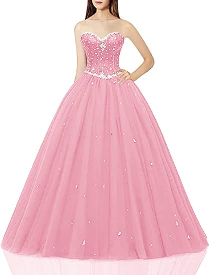 Women's Sweetheart Ball Gown Tulle Quinceanera Dresses Prom Dress