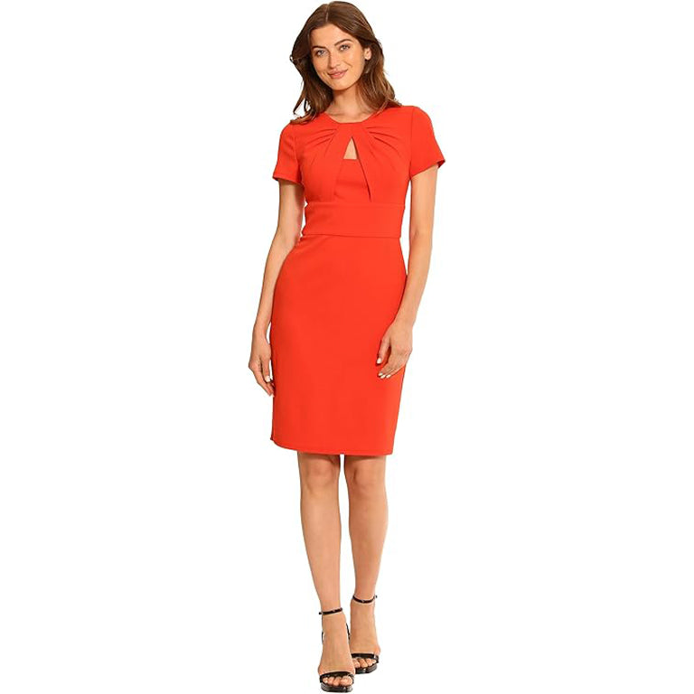 Women's Cutout Neck Crepe Sheath Dress Office Career Workwear Event Occasion Guest of