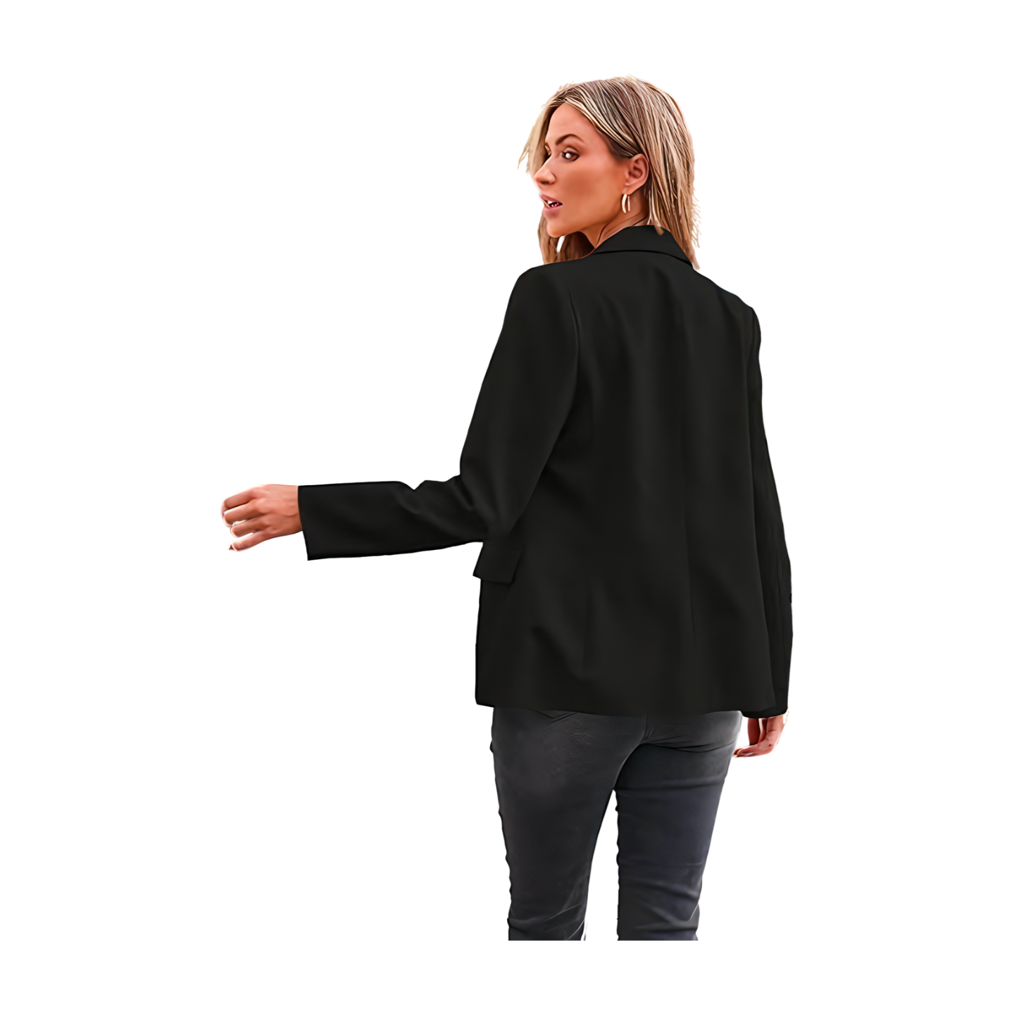 Women's Open Front Office Work Business Casual Lightweight Summer Crop Suit Blazer