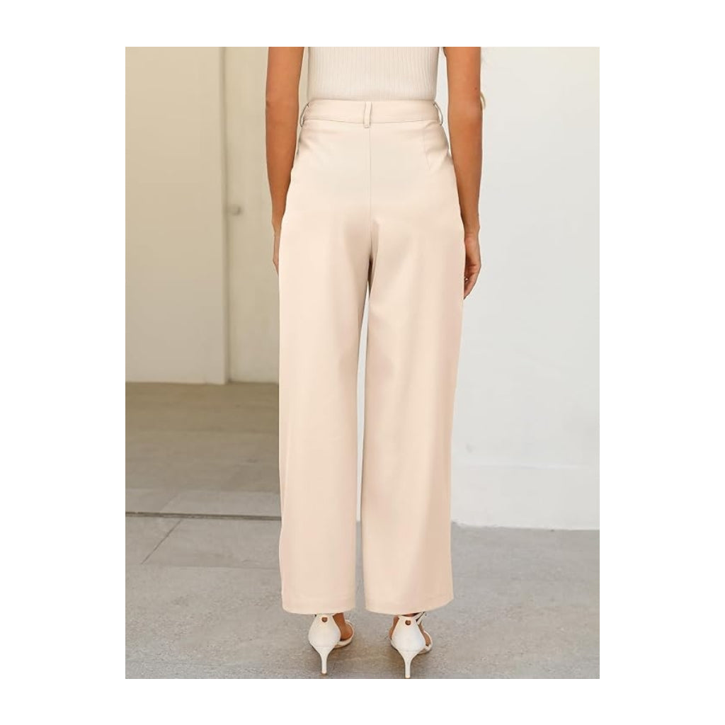 Womens Wide Leg Pants High Waisted Slacks Straight Long Work Business Trousers with Pockets