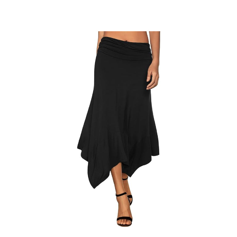 Women's Flowy Handkerchief Hemline Midi Skirt