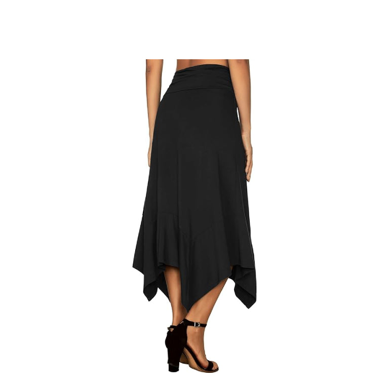 Women's Flowy Handkerchief Hemline Midi Skirt