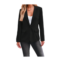 Women's Open Front Office Work Business Casual Lightweight Summer Crop Suit Blazer
