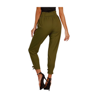 Womens Casual High Waist Pencil Pants with Pockets Bow-Knot Cropped Paper Bag Pants for Work